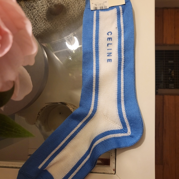 Celine Other - CELINE Men’s Blue & White Athletic Crew Socks